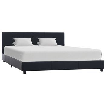 Estructura De Cama Cuero Sintético Negro 160x200 Cm Vidaxl