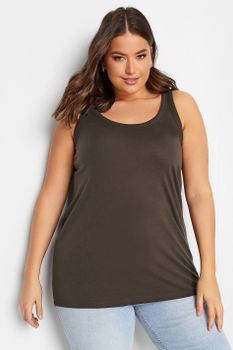 Yours Camiseta Marrón Chocolate Sin Mangas, Mujer Curvy Y Tallas Grandes, Yours