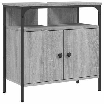 Armario Lavabo Baño | Mueble Baño Madera Ingeniería Gris Sonoma 60x30x60 Cm