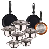bateria de cocina de acero inox y sartenes gris o162024 cm