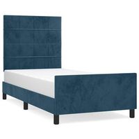 cama individual  cama de adulto  estructura cama con cabecero terciopelo azul oscuro 80x200 cm