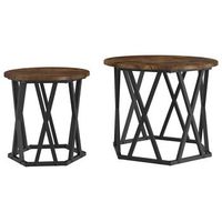 2 piezas mesa lateral  mesas auxiliar roble ahumado madera ingenierizada y acero