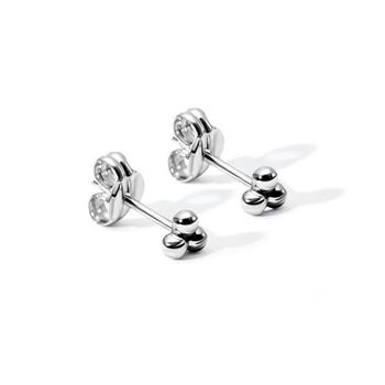 Pendientes de botón para mujer de oro blanco de 9K con forma de bola