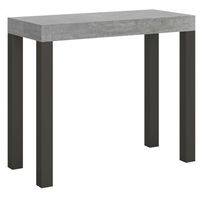 consola extensible evy gris hormigon con patas de metal antracita 14 plazas de 40 a 300 cm-soporte 2 pies