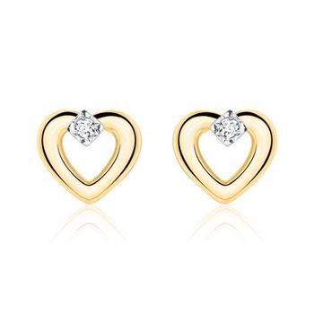 Pendientes corazón de oro 14 quilates con diamantes