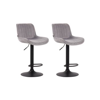 Set de 2 Taburetes de bar regulable en Terciopelo Gris