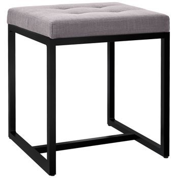 Taburete Barci Con Marco Negro Tela Gris 40x40x48 Cm Clp