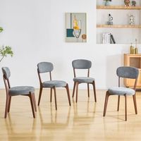 set de 4 sillas de comedor - mueble para cocina - lino y metal - gris 485x555x84cm