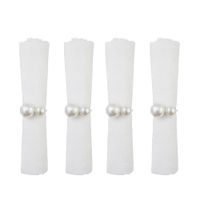 anillos de servilleta con doble perla - set de 4
