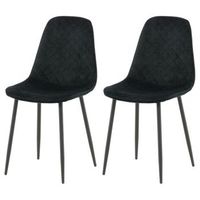 sillas comedor 2 uds polar terciopelo negro con costuras venture home