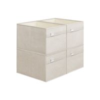 cajas almacenaje de armario asas plegables tejido oxford y tejido aspecto lino lavables blanco nube  4