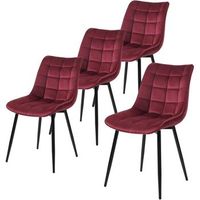 set 4 sillas de comedor sillas de cocina escandinavas de terciopelo patas de metal burdeos - woltu
