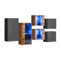 conjunto de muebles de salon switch sbiv diseno colores gris y roble
