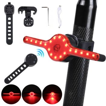 LAOTIE X8 Luz trasera de bicicleta con control remoto inalámbrico 400mAh de batería 7 modos de luz recargable por Tipo C