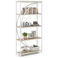 costway estanteria de 5 niveles libreria industrial con estantes de almacenaje abiertos estanteria de exhibicion alta independiente en forma natural