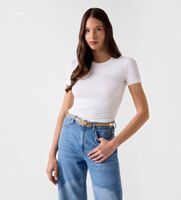 guess para mujer w6yi12k3751 camiseta con logo de pedreria blanco s casual modal manga corta