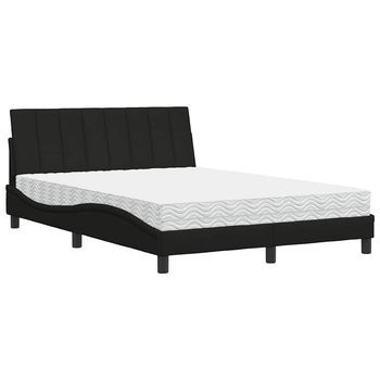 Cama Con Colchón Hanko Tela Negro 140x190 Cm Vidaxl