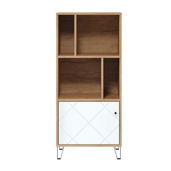 Biblioteca 1 puerta y 4 estantes blanco mate h136 cm