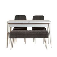 set mesa comedor extensible y sillas 4 piezas vina 1053-3 antracita blanco