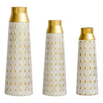 Juego De 3 Jarrones - Elemento Decorativo - Metal - Dorado (24.73x23.60x66.49cm)