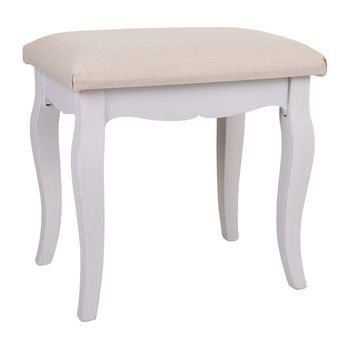 Banqueta De Madera Blanca 42x31,5x41,5 Cm
