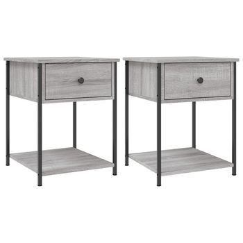 Mesita De Noche 2 Uds Madera Ingeniería Gris Sonoma 44x45x58 Cm Vidaxl
