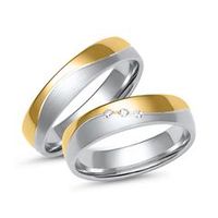 alianzas de oro blanco y amarillo con 3 diamantes