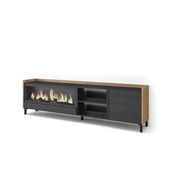 Mueble Tv Parauta-01 Con Chimenea Y Luces Led Regulables