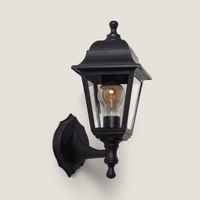 ledkia lampara de pared exterior mini villa negro led e27 ip44