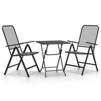 set de comedor de jardin 3 piezas  mueble de jardin malla metal expandido antracita