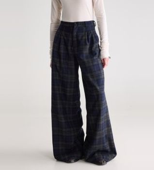 Bellerose para mujer. BW262118 C1452 Pantalón Jenoa cuadros azul (34), Casual, Lana, Marino