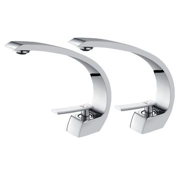 2pcsgrifo De Lavabo De Latón Cromo, Mezclador Monomando De Baño Con Aireador Desmontable, Agua Fria Y Caliente Disponible
