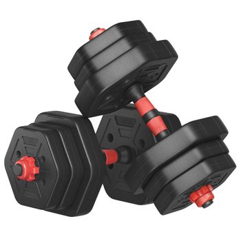 SONGMICS Juego de Mancuernas con Barra de Conexión, Mancuerna Corta, Barra de 20 kg, Peso Hexagonal para Entrenamiento, Fitness, Levantamiento en Casa, Gimnasio, Negro Tinta