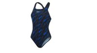 banador speedo mujer boom allover medalist azul   negro