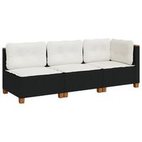 sofa de jardin  sofa de exterio de 3 plazas con cojines ratan sintetico negro