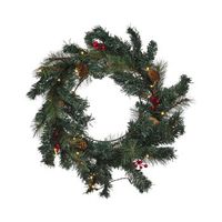 corona de navidad verde material sintetico led 60 cm accesorio interior tenala