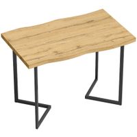 homcom mesa de comedor para 2 personas con tablero grueso patas metalicas estilo moderno 110x67x755 cm roble   aosom espana