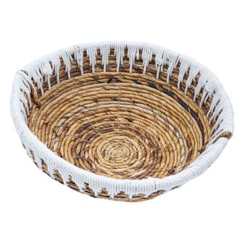 Cuenco frutero de fibras naturales bordado en algodón blanco d.25 cm