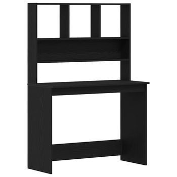 Escritorio | Mesa De Trabajo Con Estantes Contrachapada Roble Negro 102x45x148cm