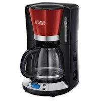 Russell Hobbs Colours Plus+ Independiente Negro, Rojo 1,25 L 10 tazas Totalmente automática