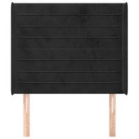 cabecero cama mueble de dormitorio con orejas de terciopelo 93 x 16 x 118128 cm negro m020004036