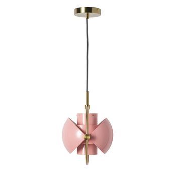 Lámpara Colgante Circum Rosa Con Pantalla Ajustable, Detalles Dorados Y Casquillo E27 D24 Cm