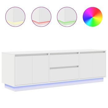 Mueble Tv | Mueble De Salón | Mesa De Tv Con Luces Led Blanco 160,5x41x50 Cm