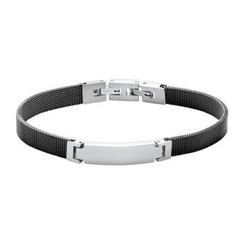 Acero inoxidable brazalete de malla grabable, negro