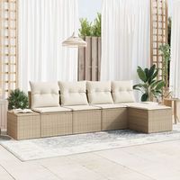 juego de sofa de jardin de 5 piezas con cojines beige poliratan v6070 unico  beige