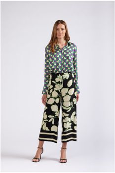 pantalones estampados tipo culotte maxy black flower m