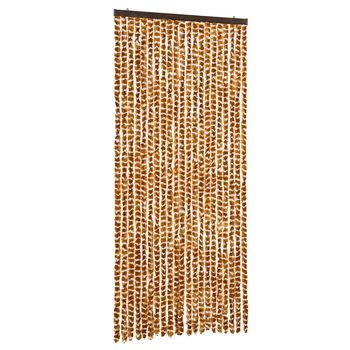 Cortina Mosquitera Chenilla Ocre Y Blanco 90x220 Cm Vidaxl