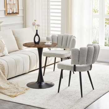Conjunto De Mesa Y Sillas - Comedor - Mdf, Metal Y Lino - Gris Claro Y Negro (60x60x72cm)