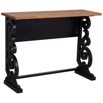 Recibidor de madera lacado negro envejecido 106x36x79 alt. Cm