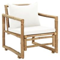 pack 2 uds sillas de jardin  silla de exterior  sillon con cojines bambu